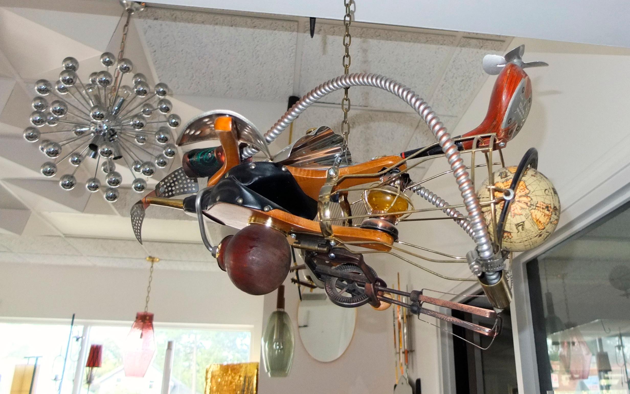 French Vintage Steampunk Kinetic Fantasy Flying Machine