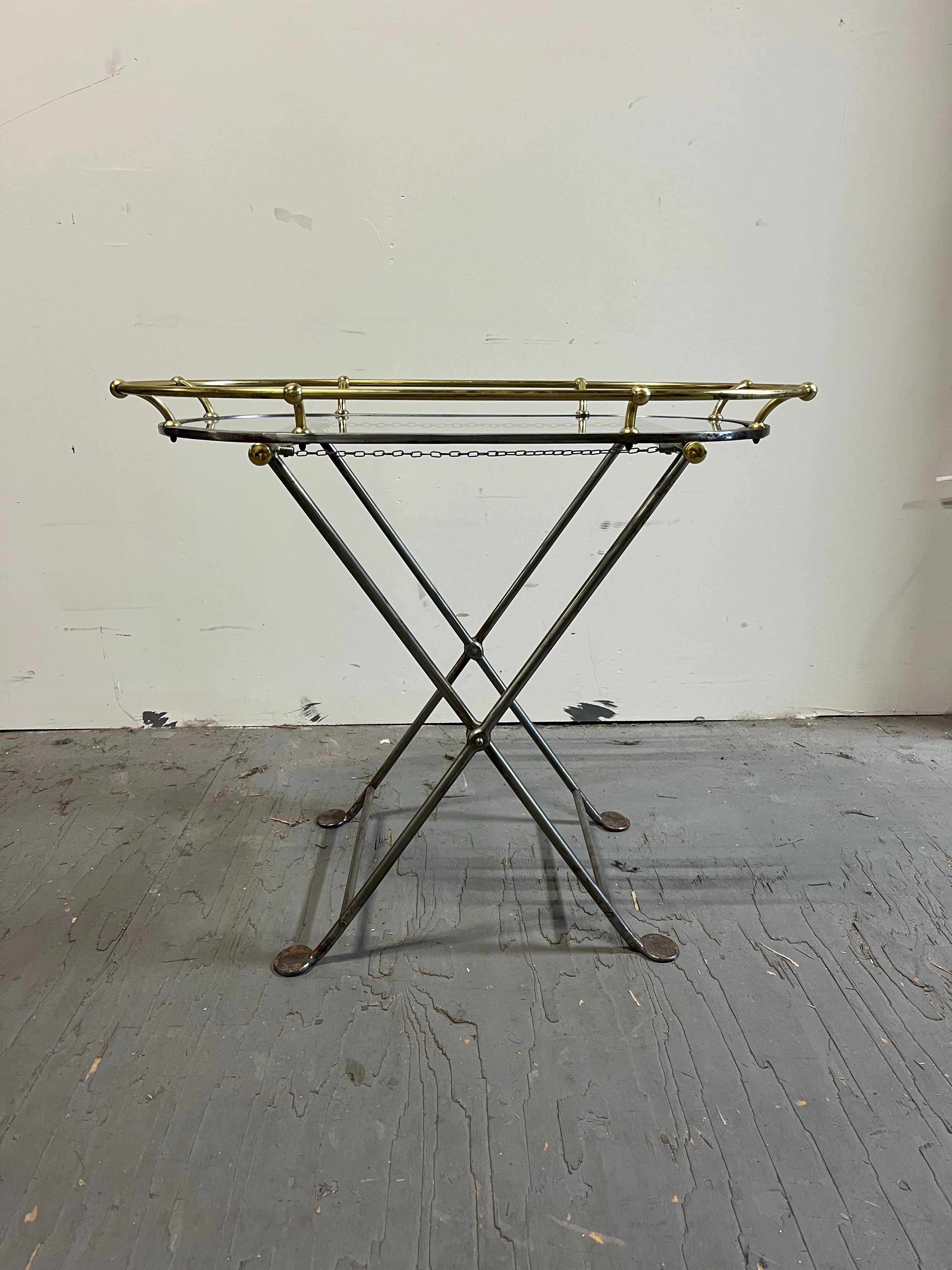 Vintage Stahl und Messing Campaigner Stil Tablett Tisch im Angebot 4