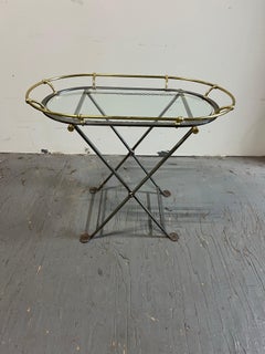 Vintage Steel and Brass Campaign Style Tray Table