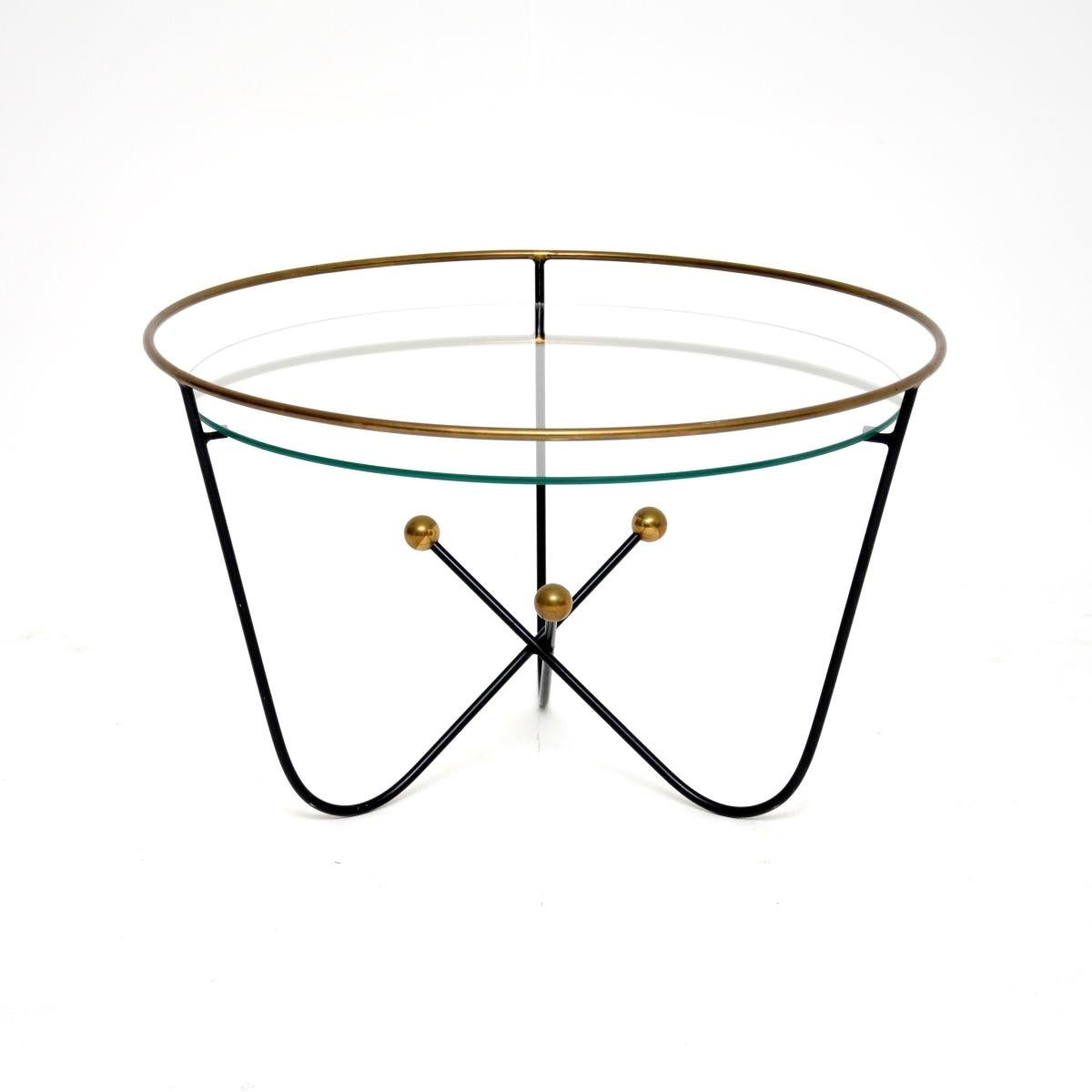 Mid-Century Modern Vintage Steel and Brass Coffee Table by Edward Ihnatowicz For Sale