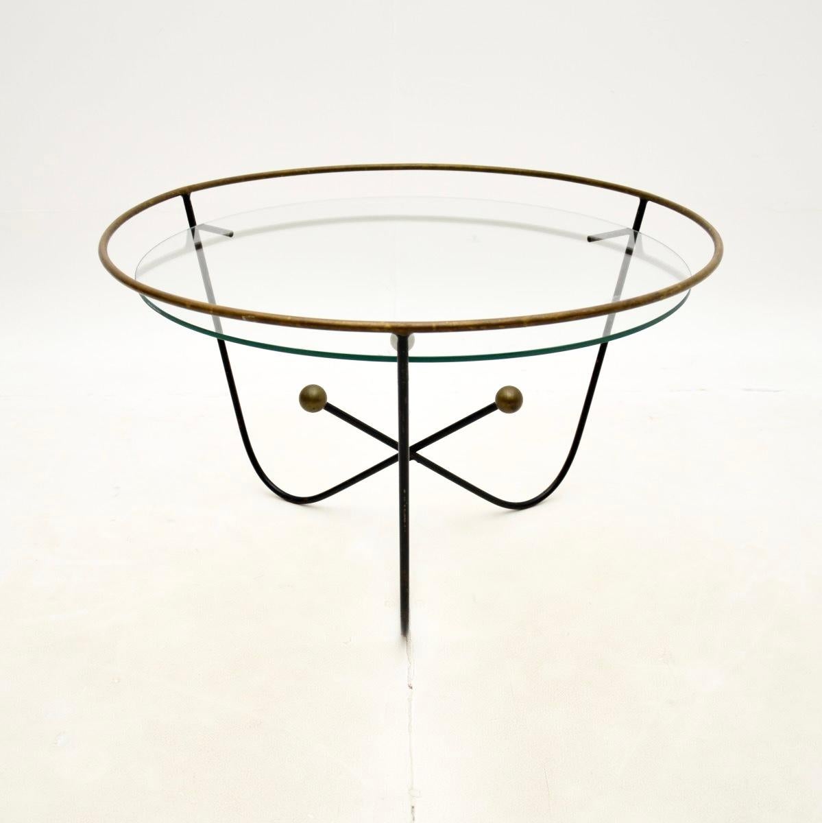 British Vintage Steel and Brass Coffee Table by Edward Ihnatowicz For Sale