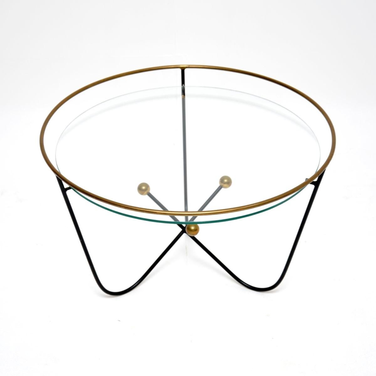 British Vintage Steel and Brass Coffee Table by Edward Ihnatowicz For Sale