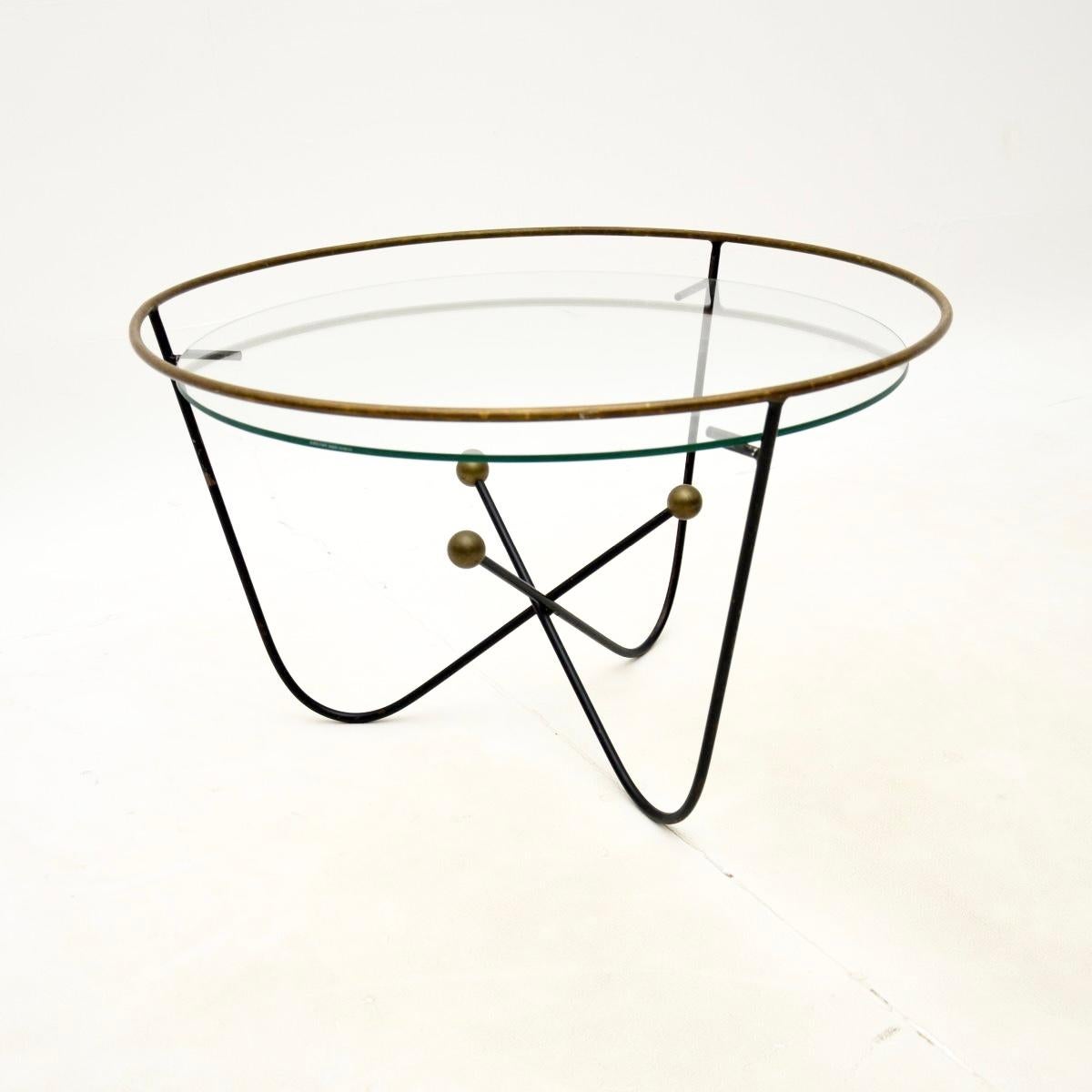 Vintage Steel and Brass Coffee Table by Edward Ihnatowicz In Good Condition For Sale In London, GB