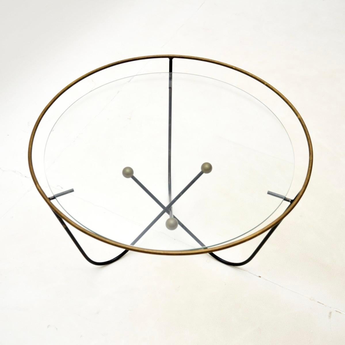 Mid-20th Century Vintage Steel and Brass Coffee Table by Edward Ihnatowicz For Sale