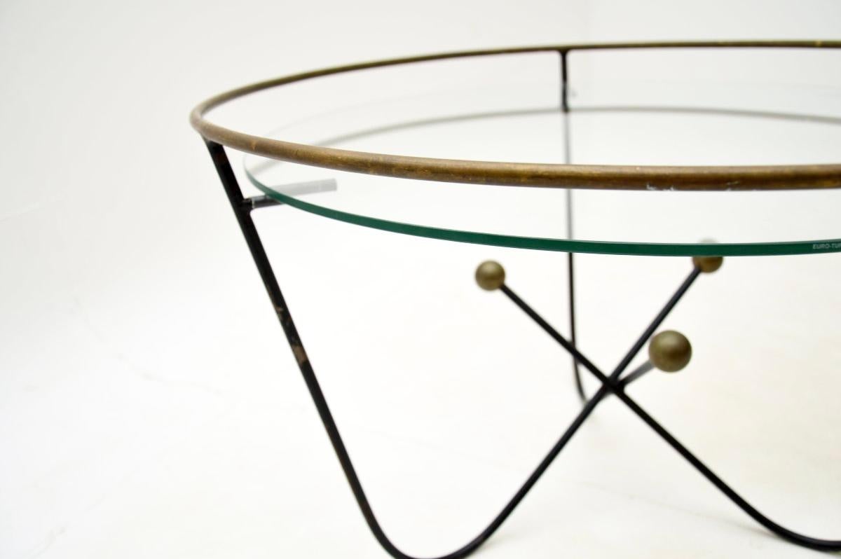 Vintage Steel and Brass Coffee Table by Edward Ihnatowicz For Sale 1