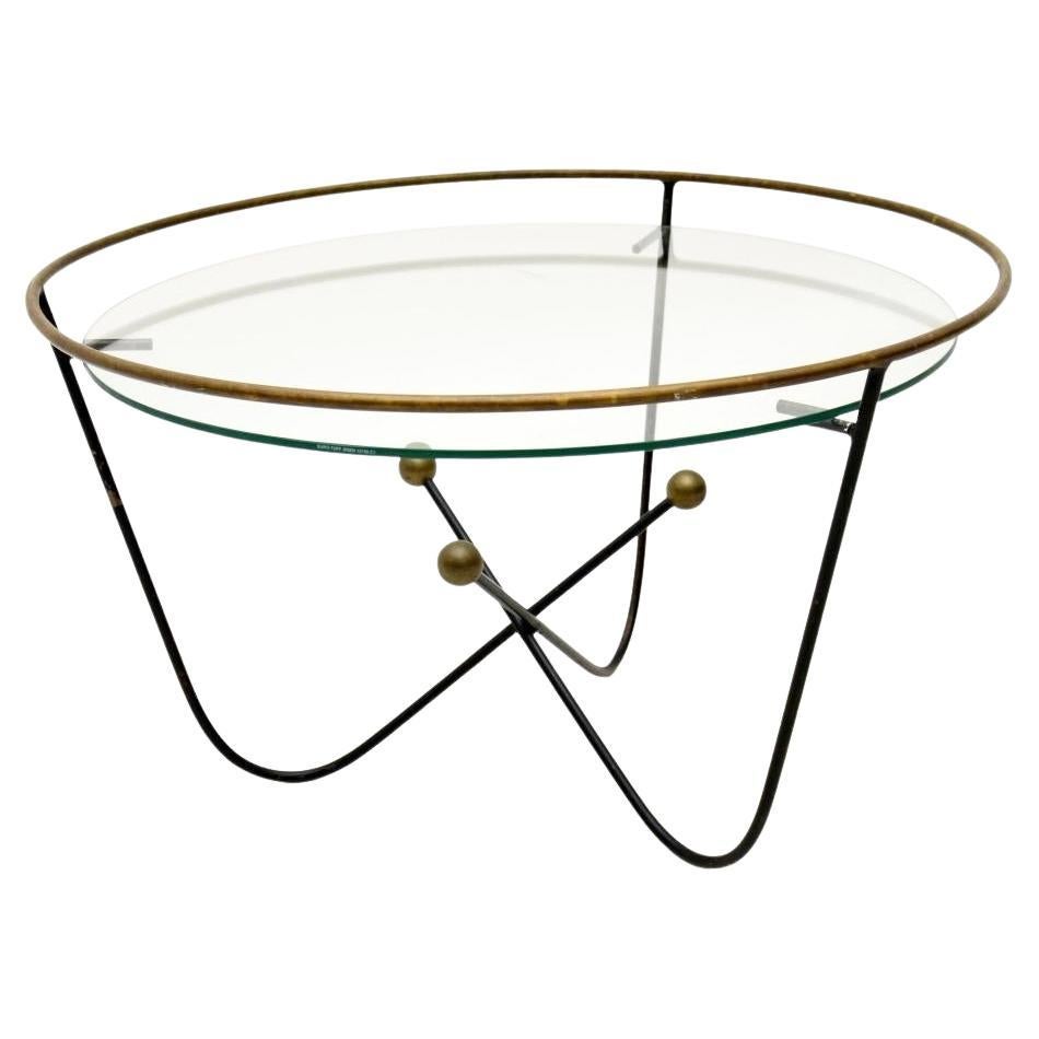 Vintage Steel and Brass Coffee Table by Edward Ihnatowicz For Sale