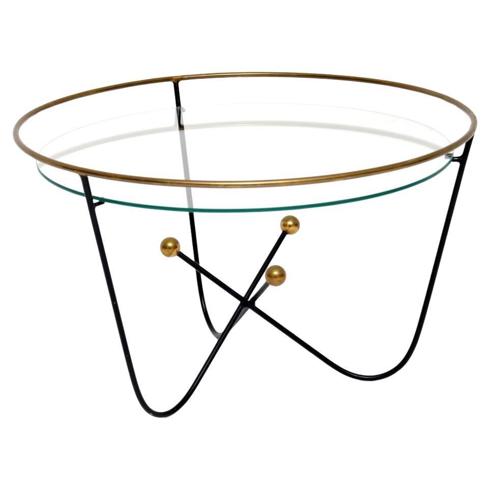 Vintage Steel and Brass Coffee Table by Edward Ihnatowicz For Sale