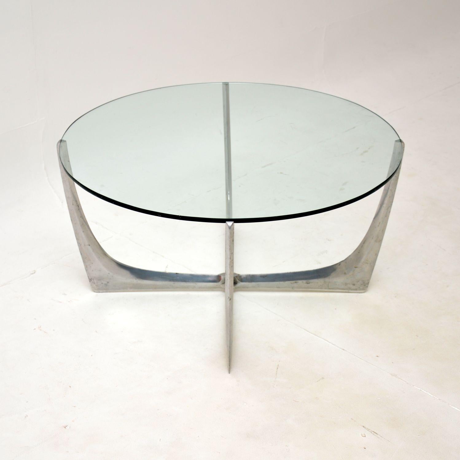 Mid-Century Modern Vintage Steel and Glass Coffee Table by Knut Hesterberg