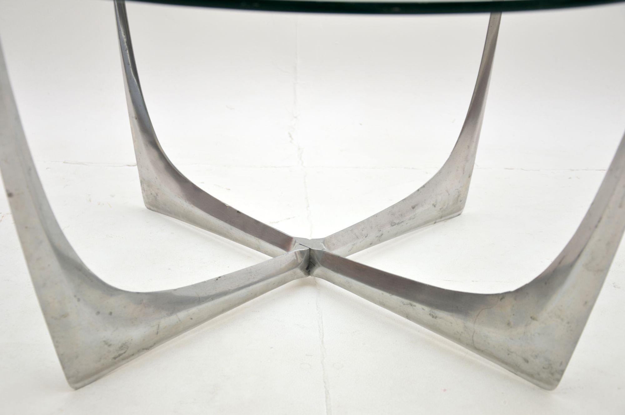 Vintage Steel and Glass Coffee Table by Knut Hesterberg 1