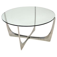 Vintage Steel and Glass Coffee Table by Knut Hesterberg