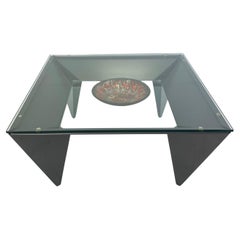 Vintage Steel and Glass Coffee Table manner of Elaine Cohen designs for DIA