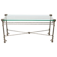 Vintage Steel and Glass Console Table