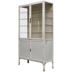 Vintage Steel and Glass Medical Cabinet, 1940s