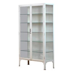 Vintage Steel and Glass Medical Cabinet, 1940s