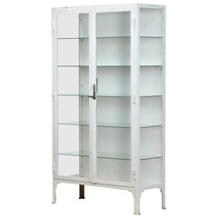 Vintage Steel and Glass Medical Cabinet, 1940s