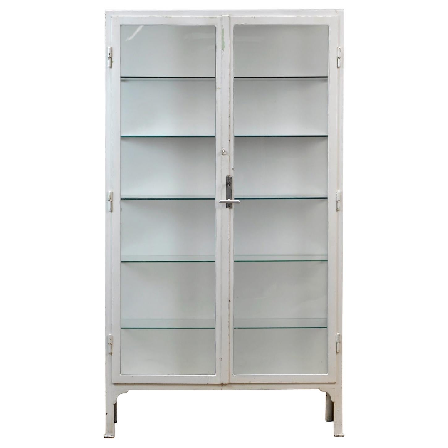 Vintage Steel and Glass Medical Cabinet, 1940s at 1stDibs