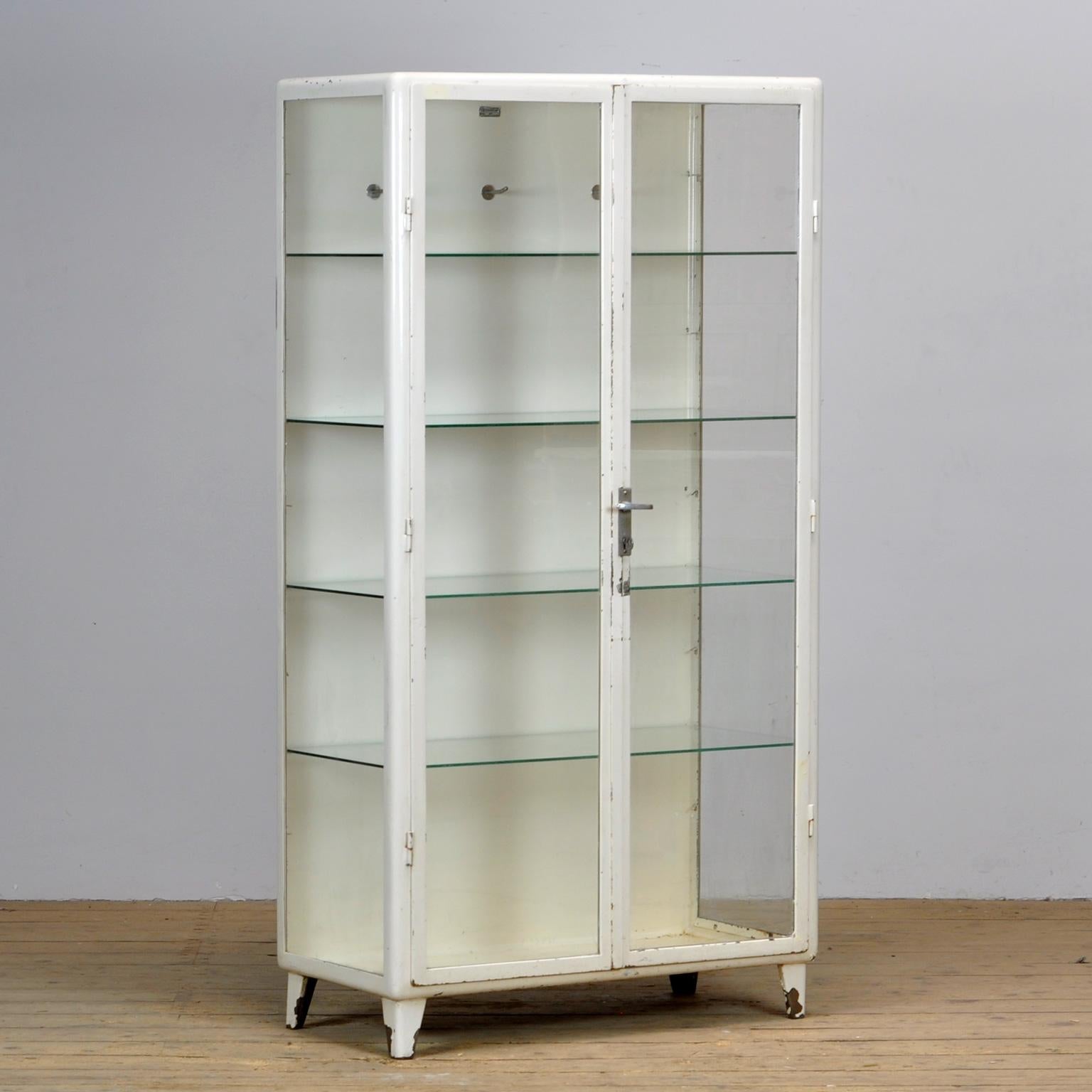 Industrial Vintage Steel And Glass Medical Cabinet, 1960s For Sale