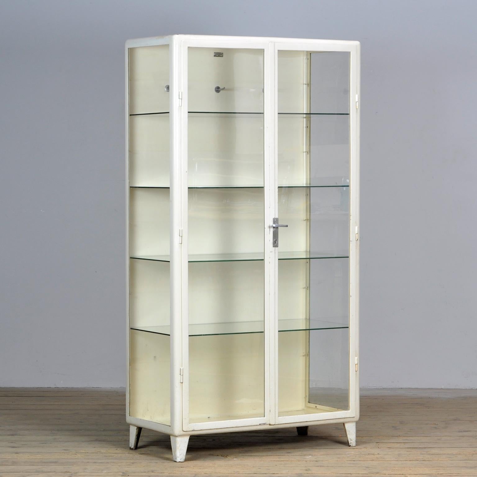 Industrial Vintage Steel And Glass Medical Cabinet, 1960’s