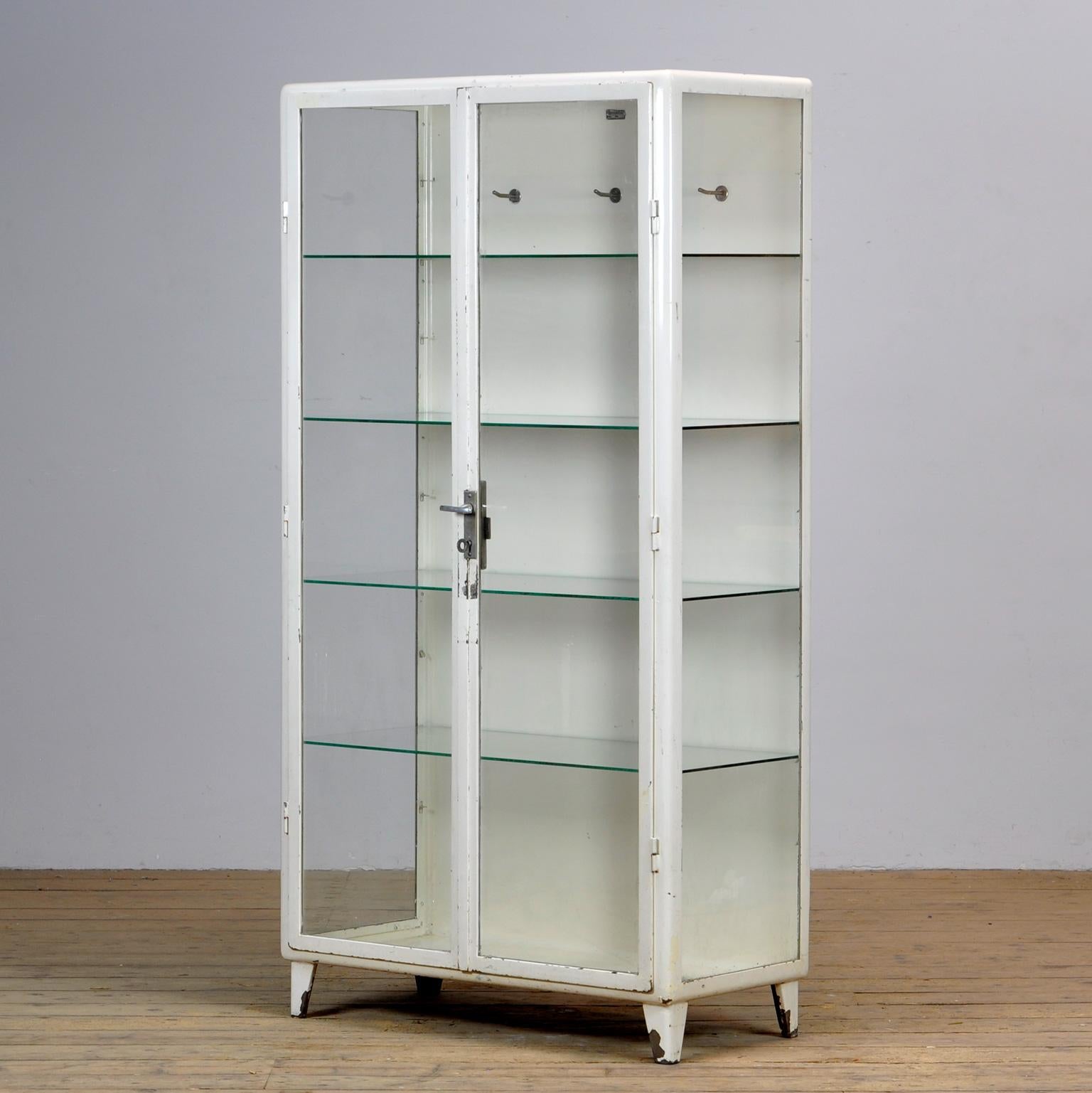 Polish Vintage Steel And Glass Medical Cabinet, 1960s