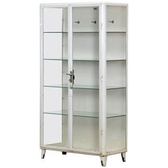 Gabinete médico vintage de acero y cristal, años 60