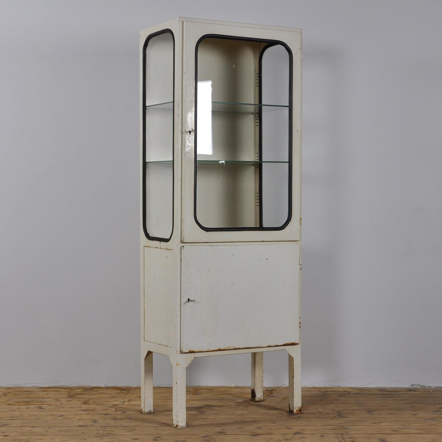 Industrial Vintage Steel and Glass Medical Cabinet, 1970s