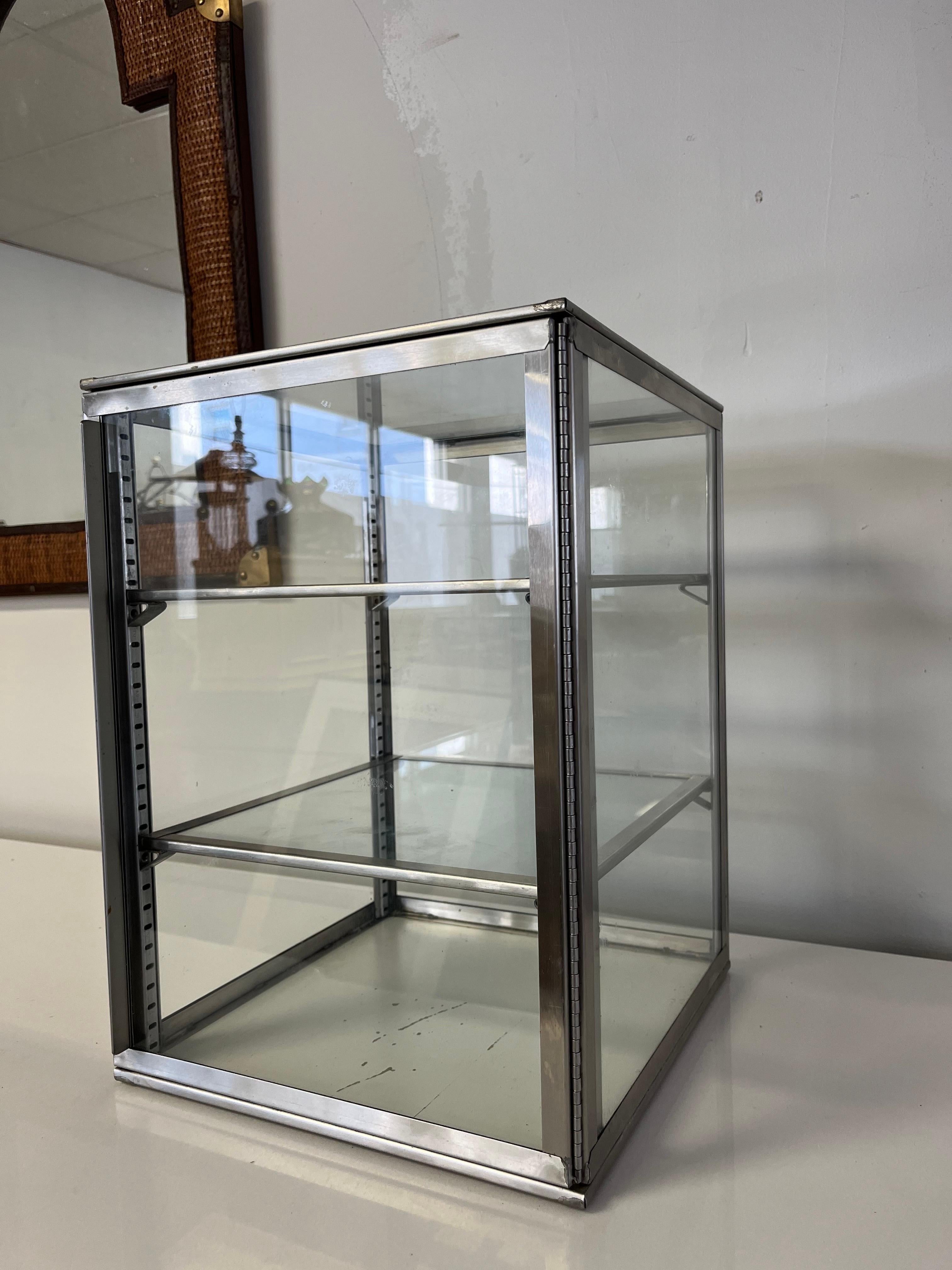 Unknown Vintage Steel and Glass Medical Cabinet For Sale