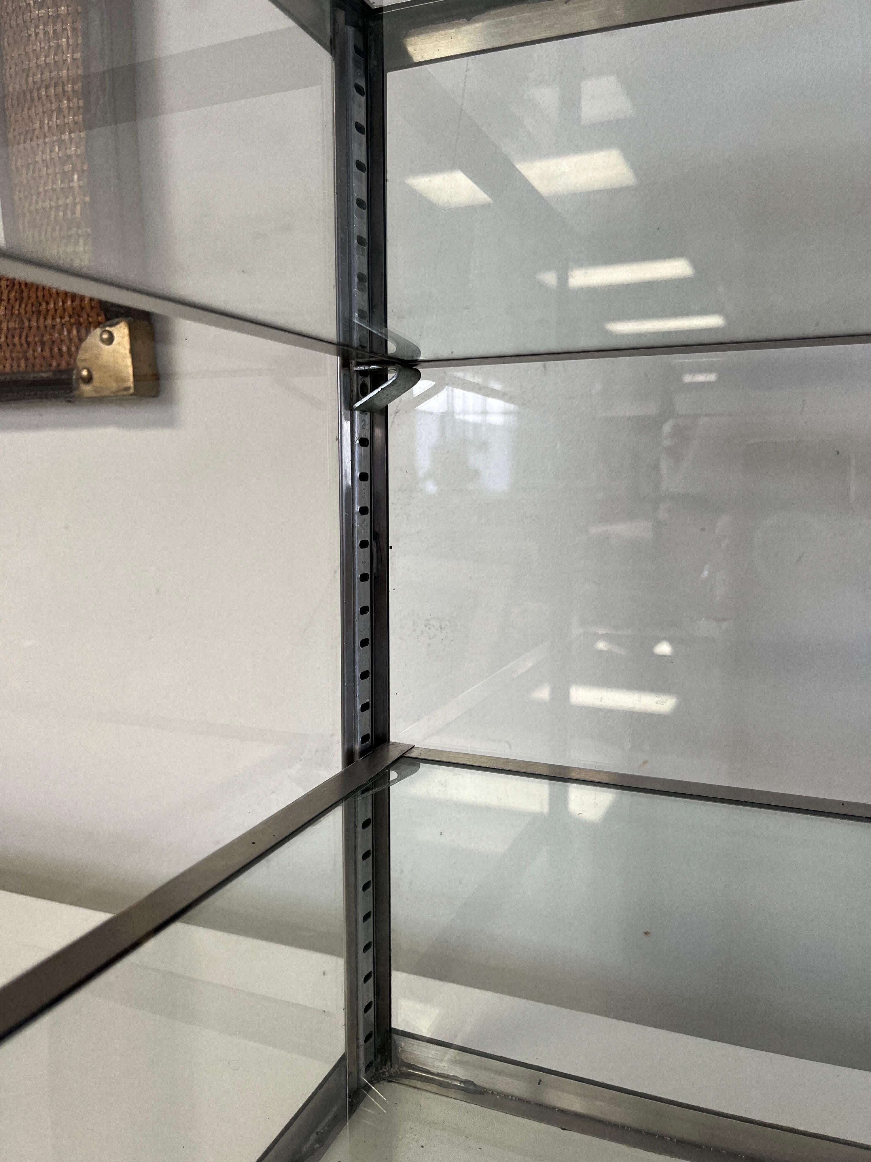 20th Century Vintage Steel and Glass Medical Cabinet For Sale