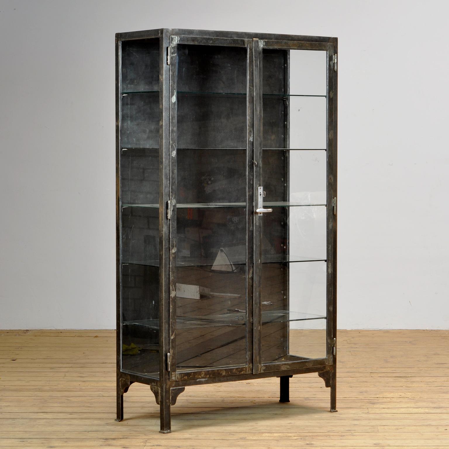 metal and glass display cabinet