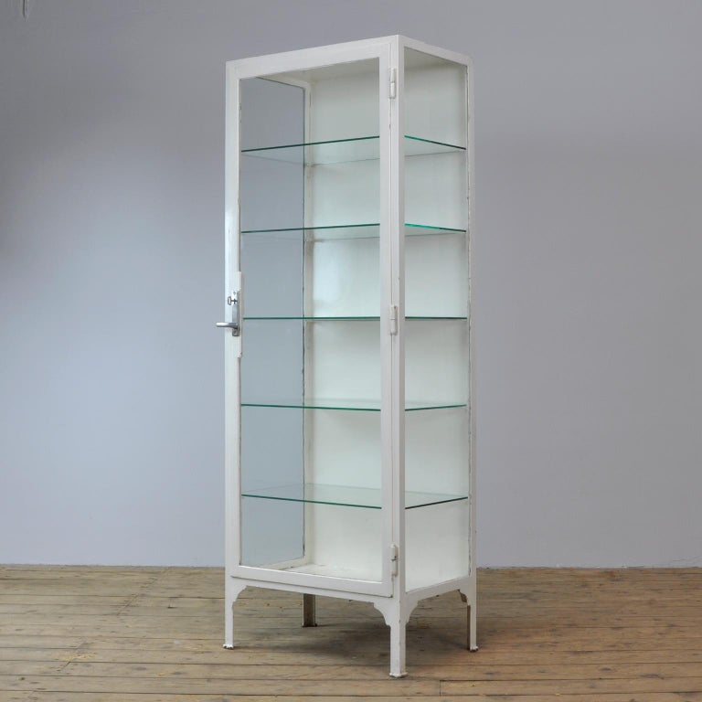Vintage Steel And Glass Medical Display Cabinet 1940s At 1stdibs