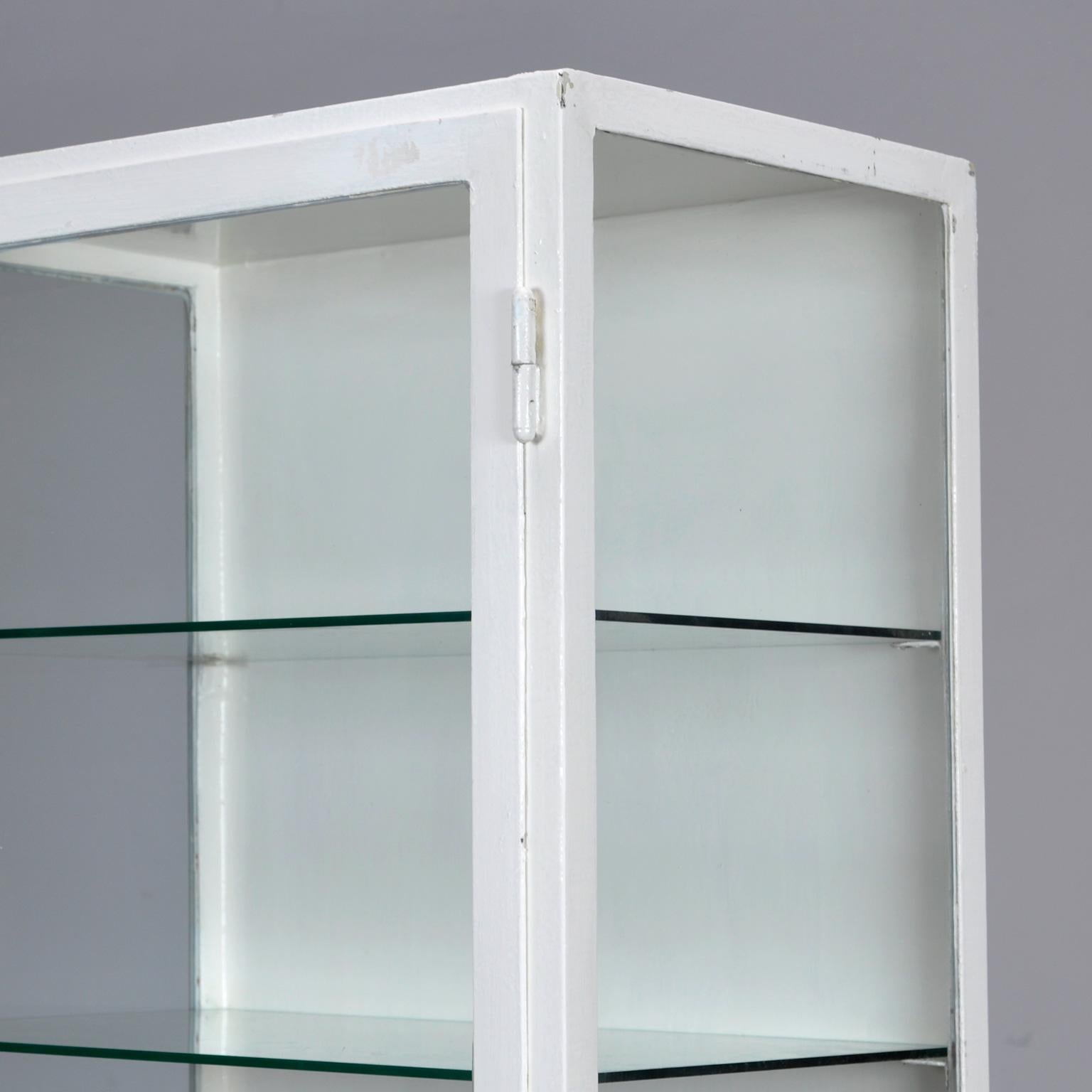 Industrial Vintage Steel and Glass Medical Display Cabinet, 1940s