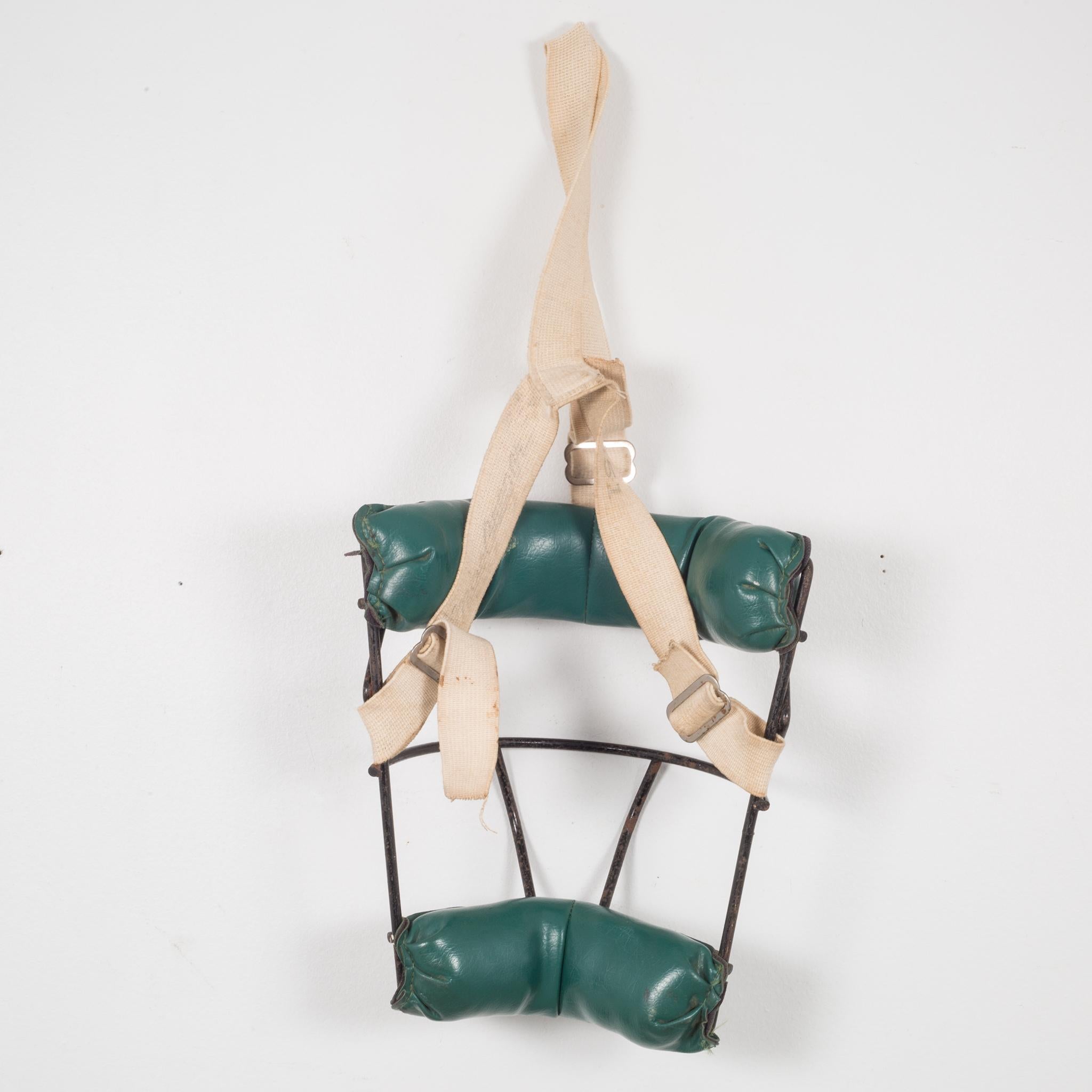 American Vintage Steel and Green Leather Catcher's Mask, c.1920