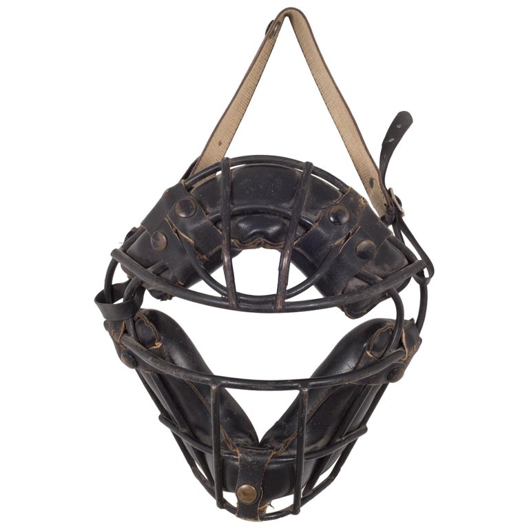 Vintage Steel and Leather Catcher's Mask with Brass Snaps, c.1940 For Sale at 1stDibs vintage