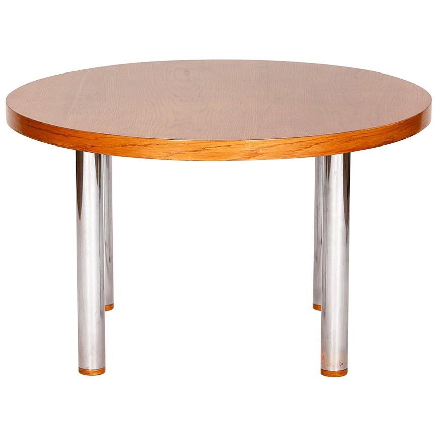 Table basse vintage en acier et Wood Wood, années 1950
