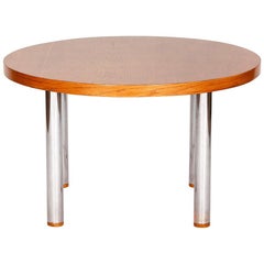 Mesa baja vintage de acero y madera, años 50