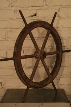 Vintage Steel and Wooden Ship’s Wheel