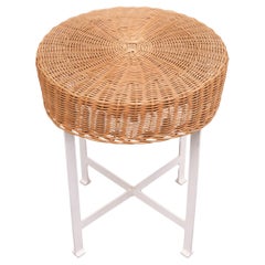Vimini con base in acciaio vintage  Sgabello   1960s