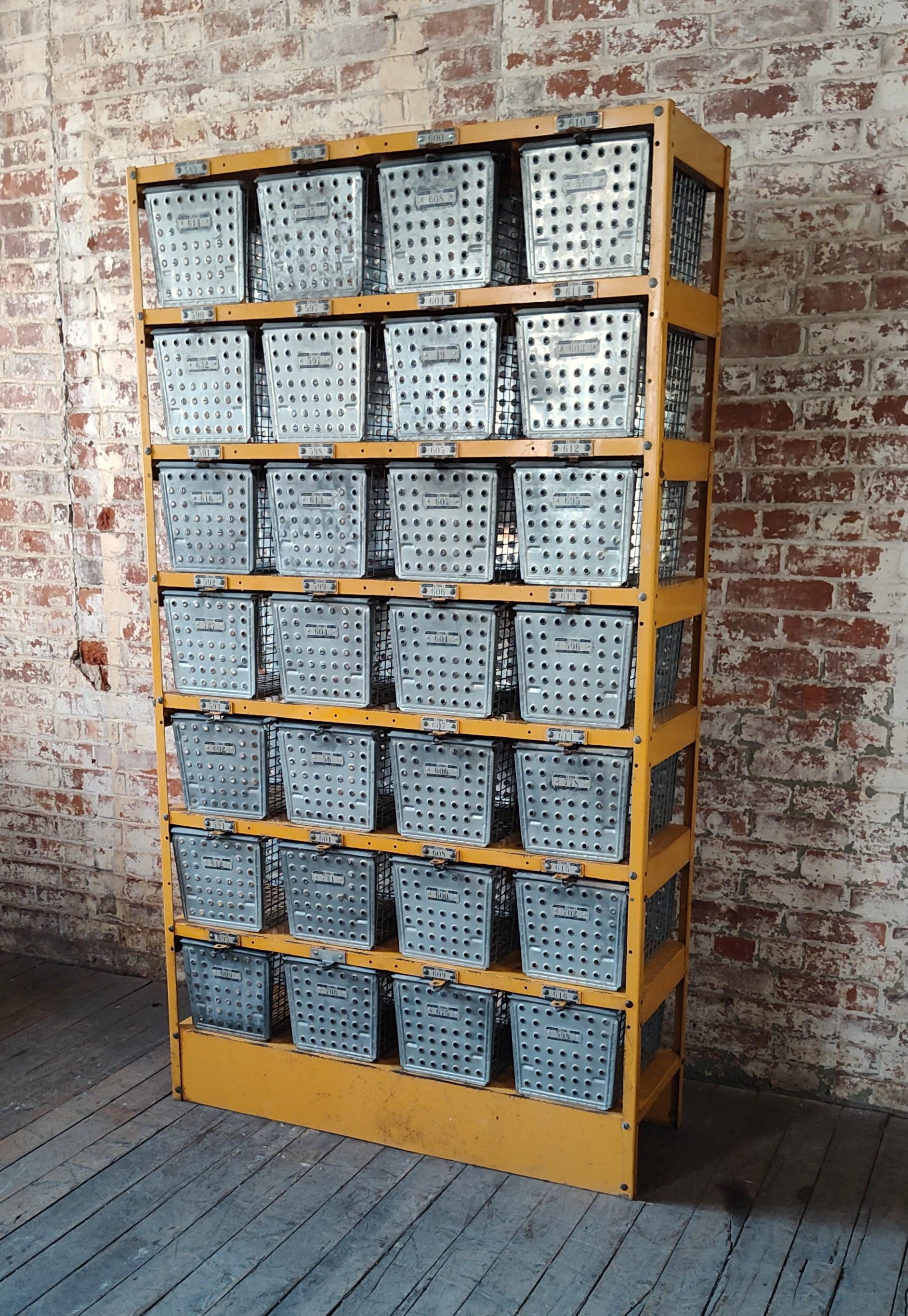 Vintage Steel Bin Storage Cabinet In Good Condition For Sale In Oakville, CT