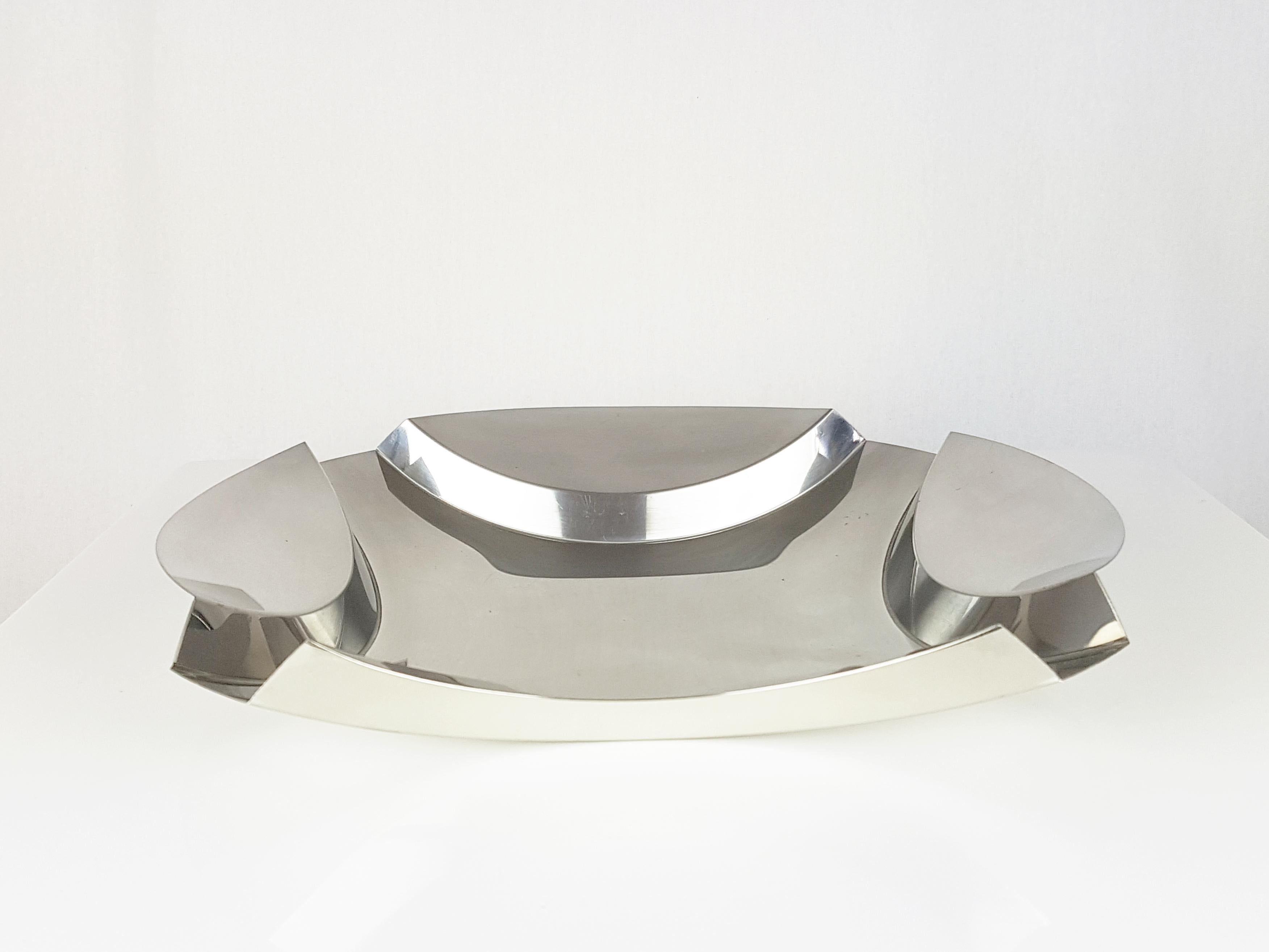 Vintage Steel Centerpiece by A. Panzeri for Robots Milano, 1970s In Good Condition For Sale In Varese, Lombardia
