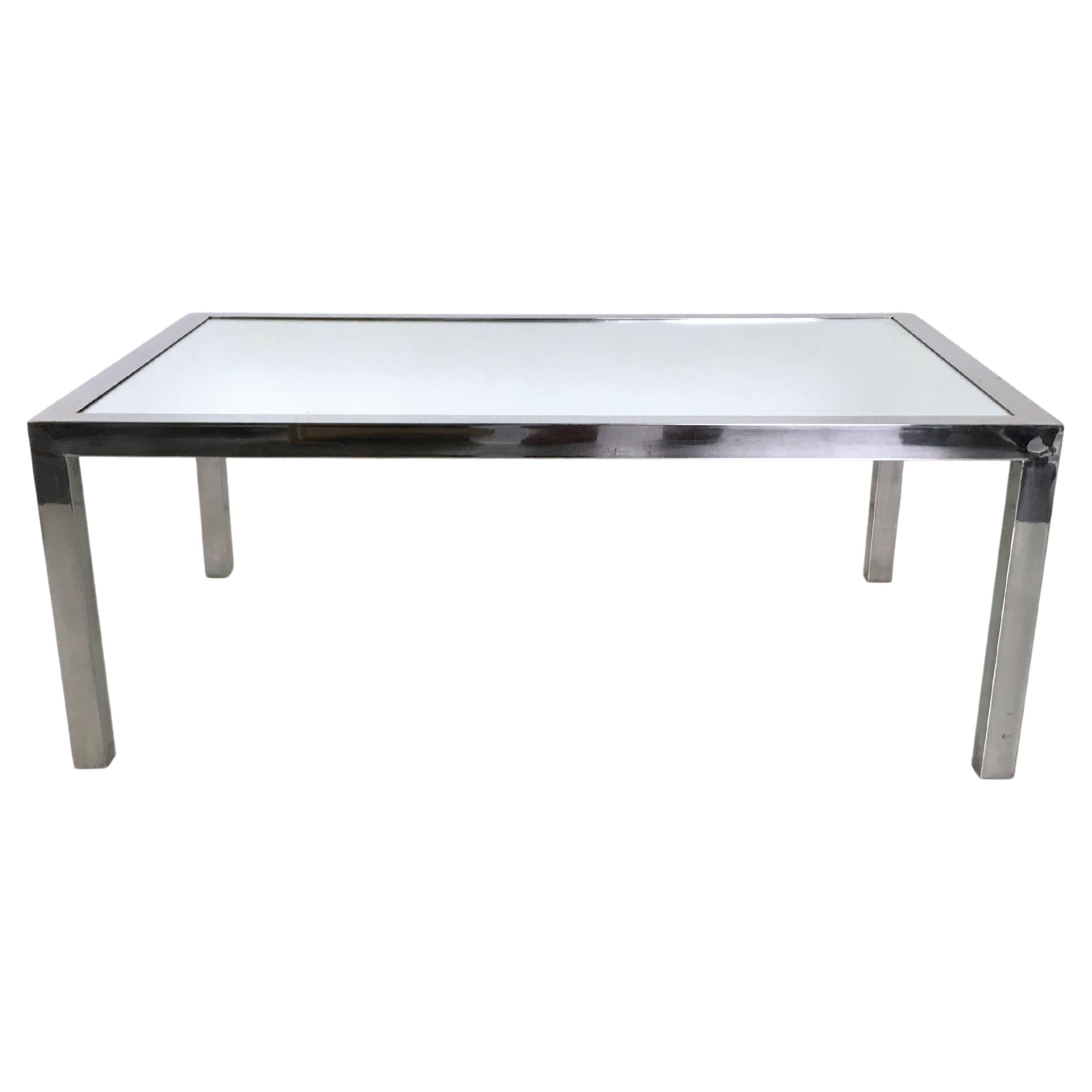 Vintage Steel Coffee Table in the Style of Nanda Vigo with a Mirrored Top, Italy