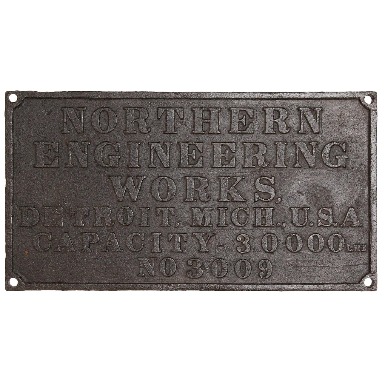 Vintage Steel Engineering Sign For Sale