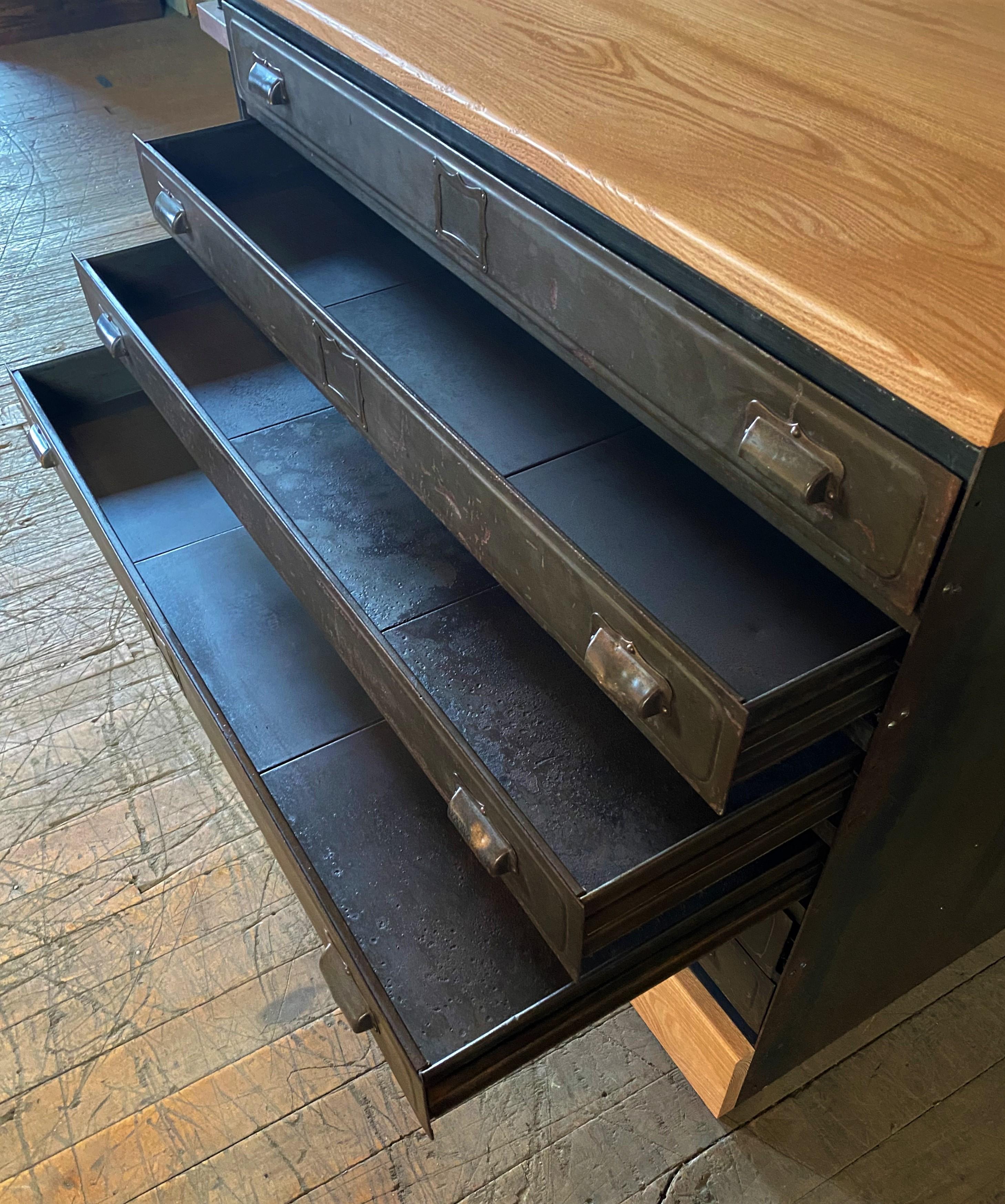 American Vintage Steel Flat File Cabinet For Sale