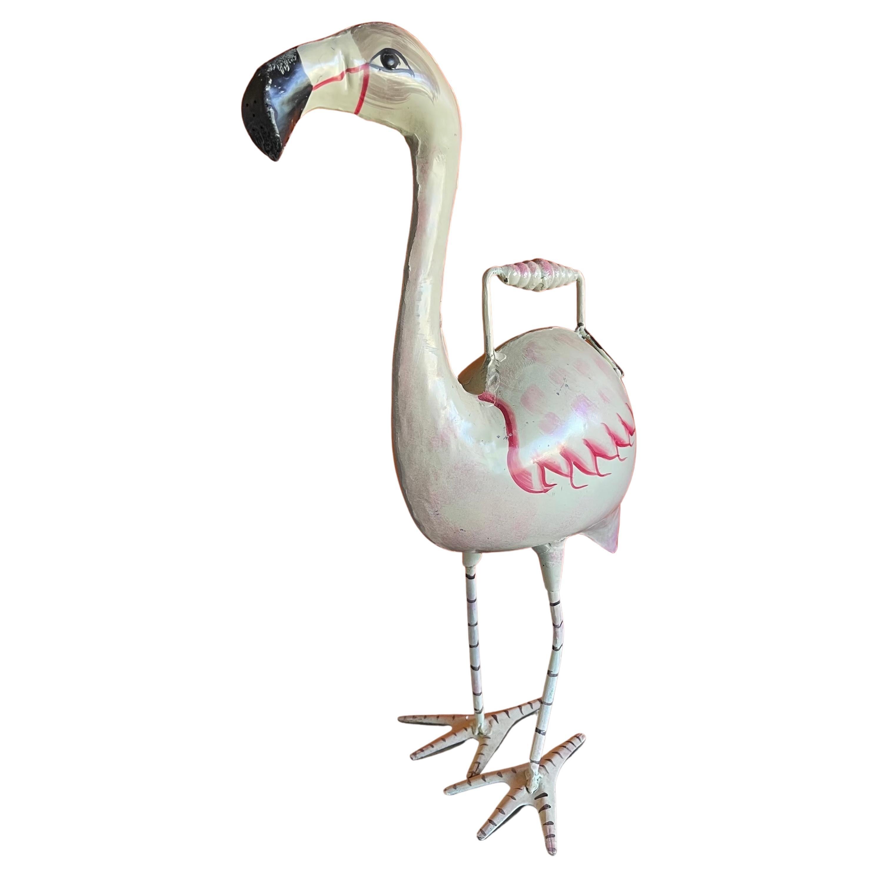 Vintage Stahl Hand-Painted Flamingo Gießkanne im Angebot 3
