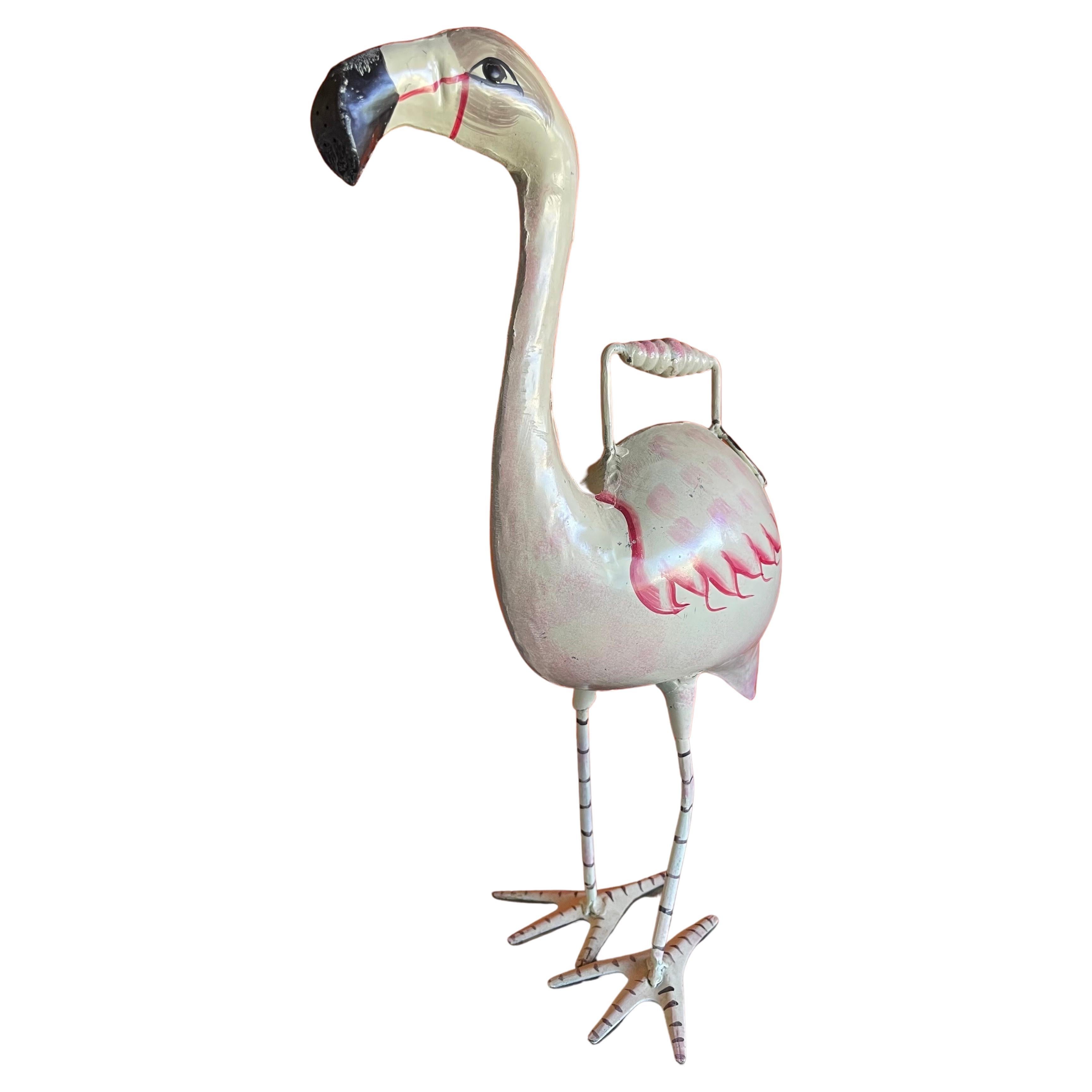 Vintage Stahl Hand-Painted Flamingo Gießkanne im Angebot