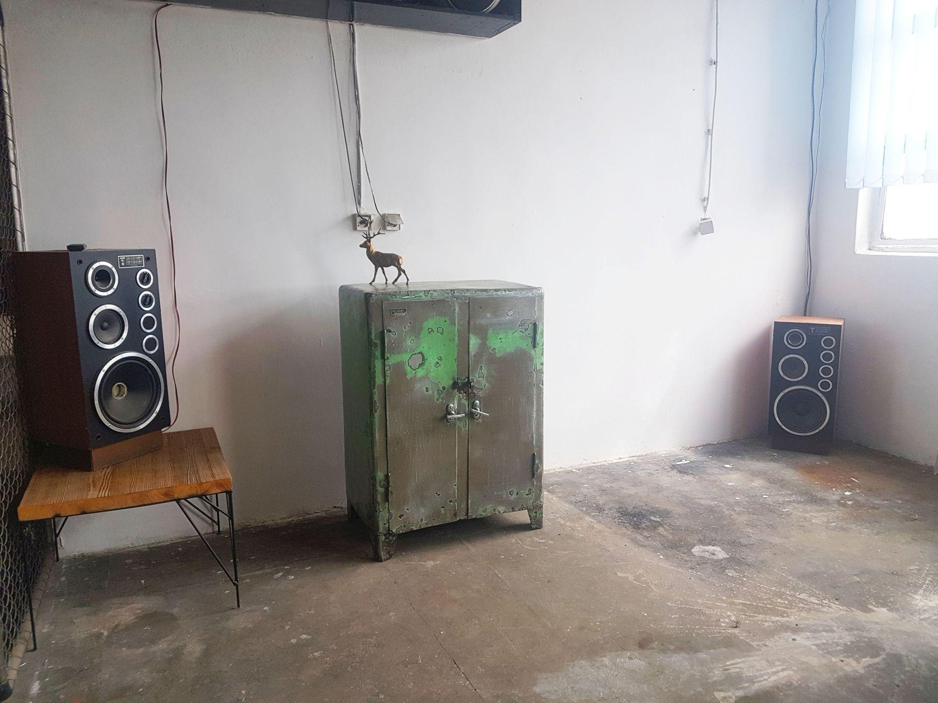 Vintage Steel Industrial Iron Cabinet, 1950s In Distressed Condition For Sale In Bydgoszcz, PL