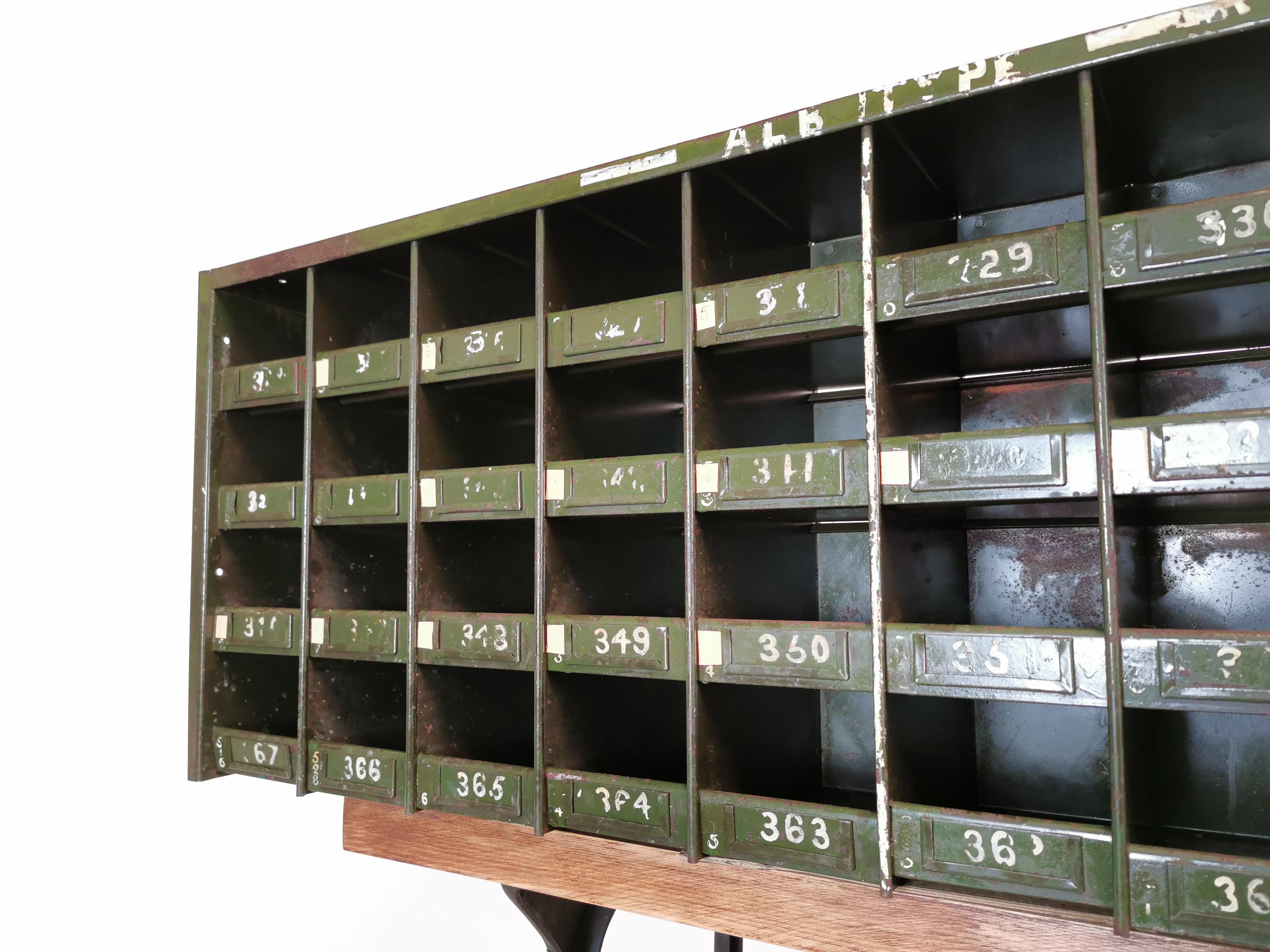 Mid-Century Modern Vintage Steel Industrial Workshop Pigeon Hole Unit Storage Organizer
