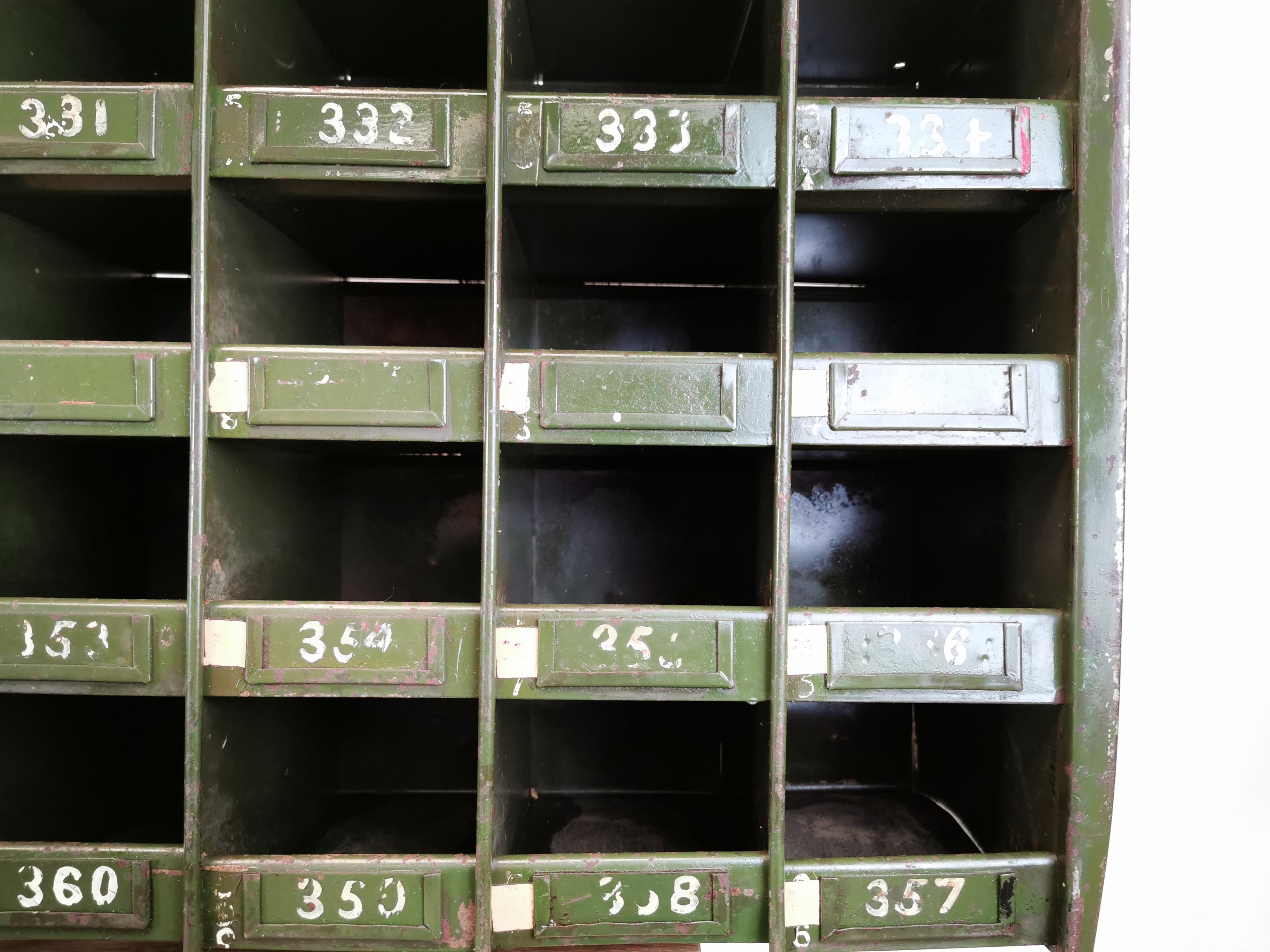 20th Century Vintage Steel Industrial Workshop Pigeon Hole Unit Storage Organizer