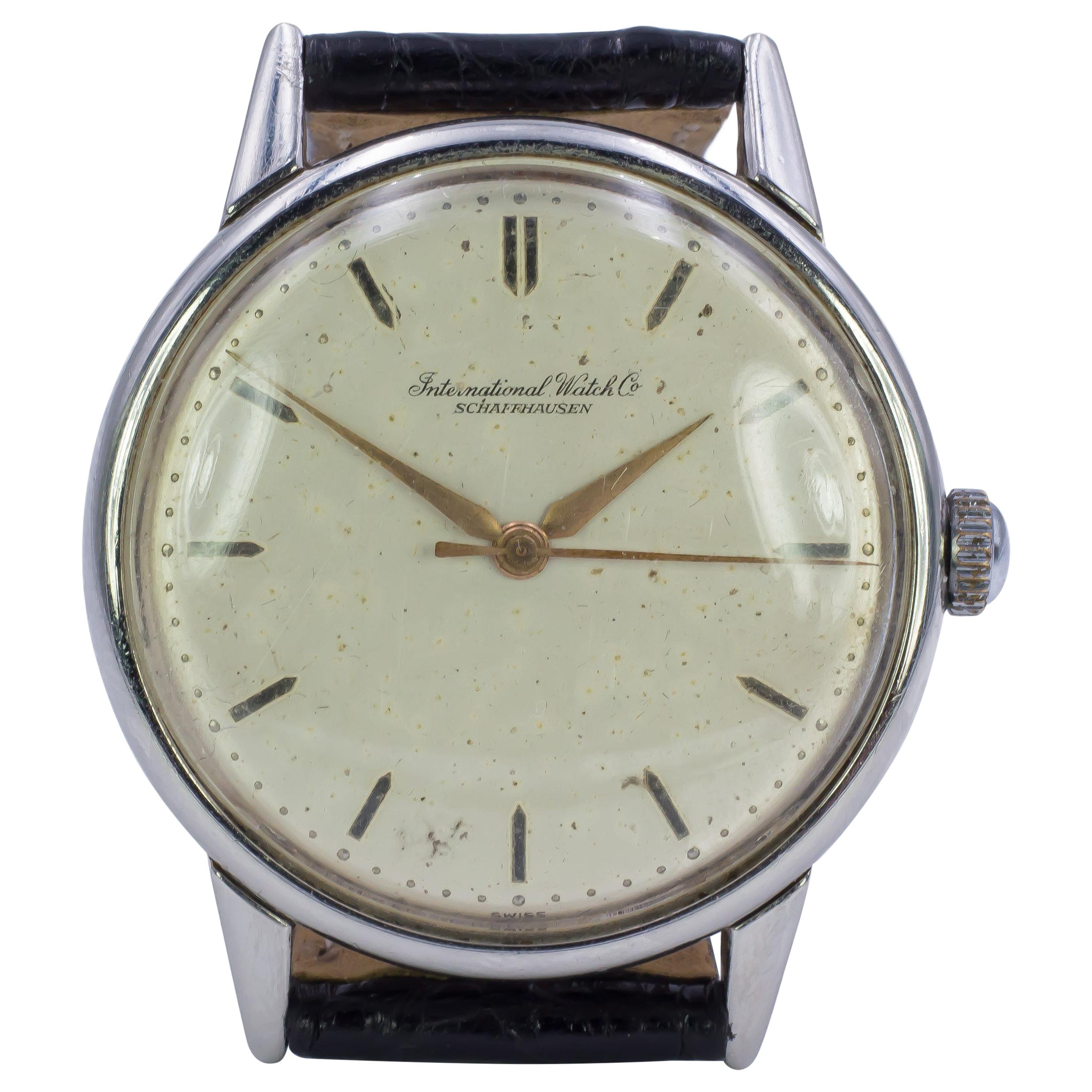 Vintage Steel IWC International Watch Company, 1950s For Sale
