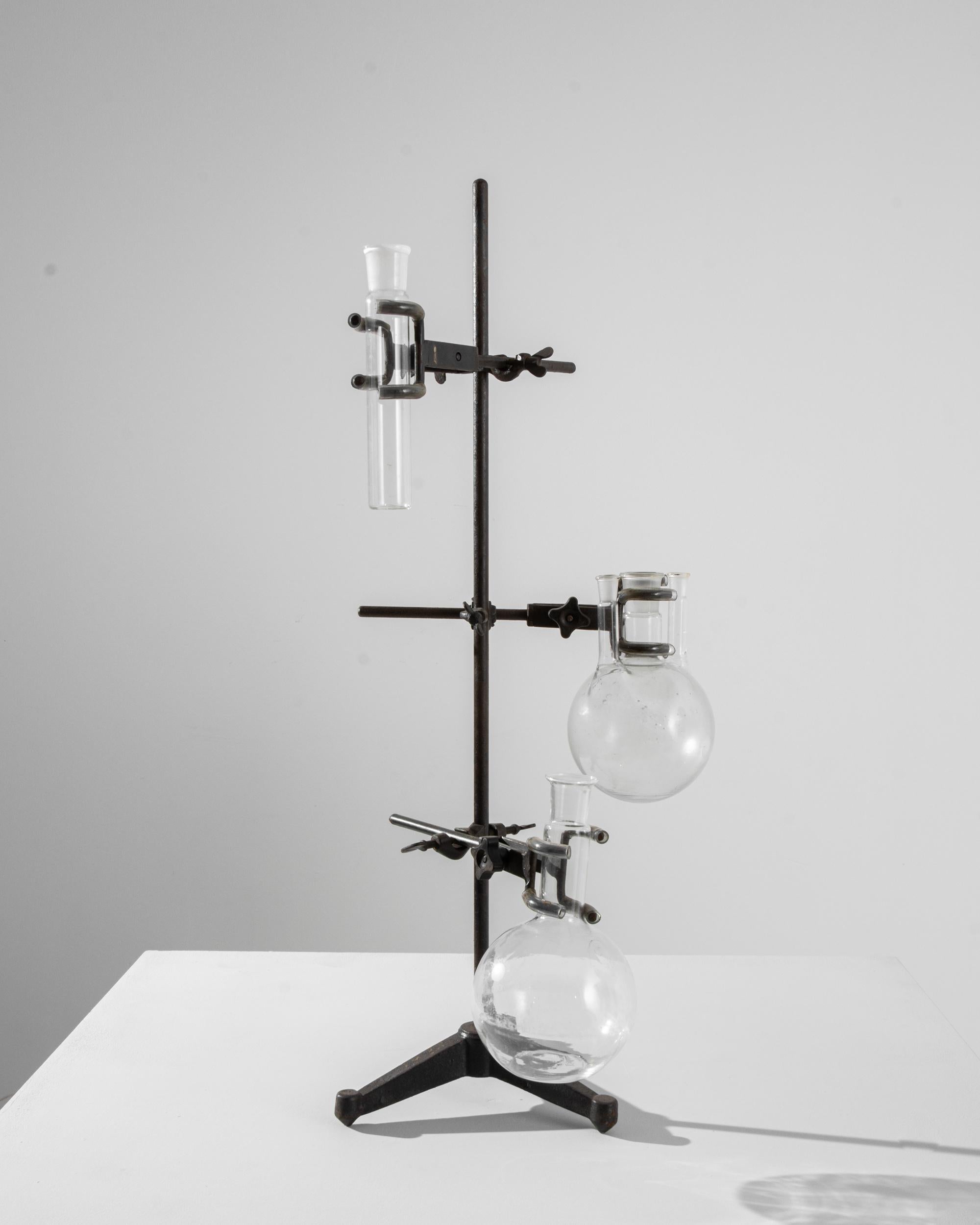 Vintage Steel Laboratory Beaker Stand In Good Condition For Sale In High Point, NC