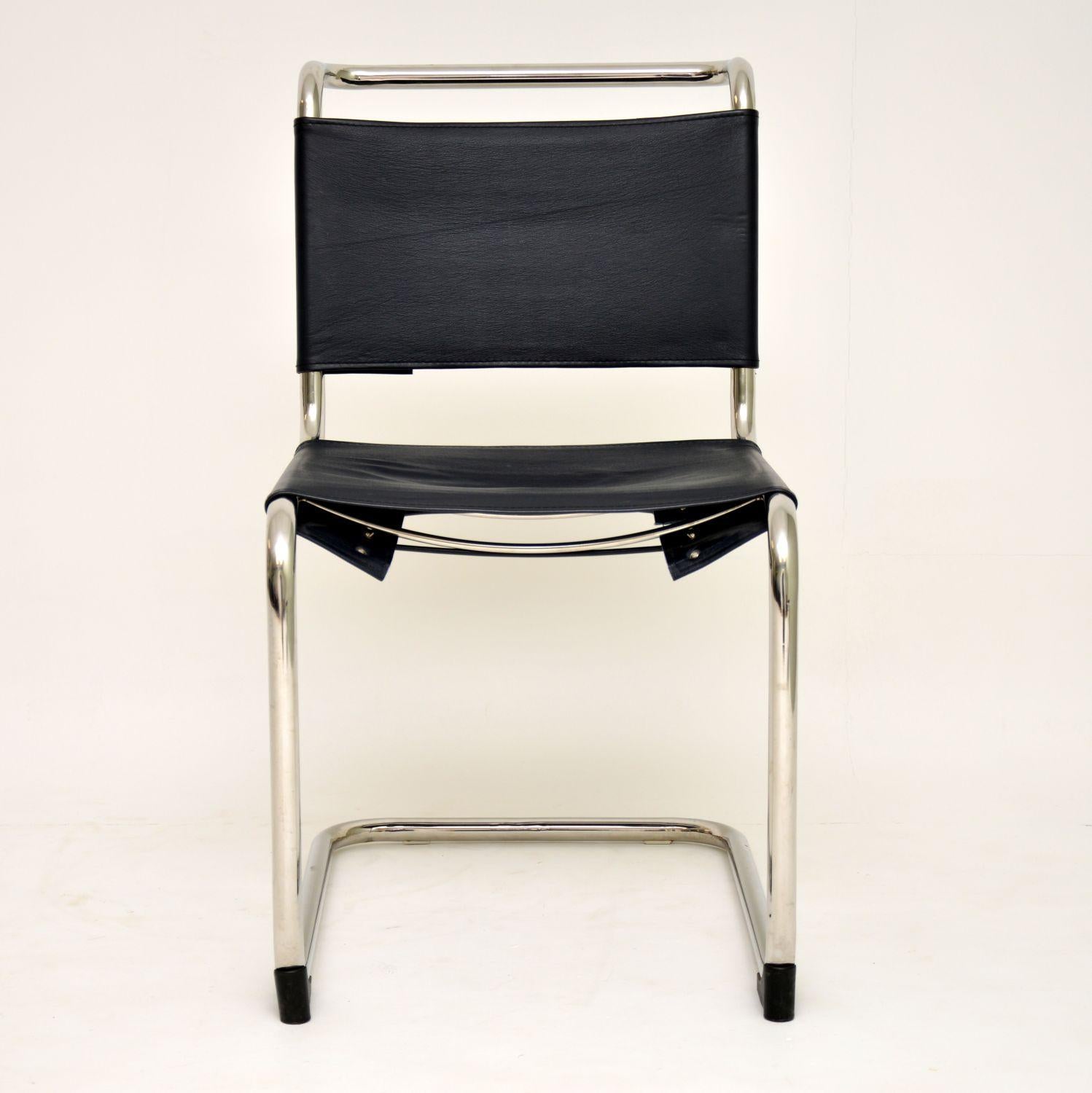 European Vintage Steel and Leather Cantilever S33 Chair by Mart Stam