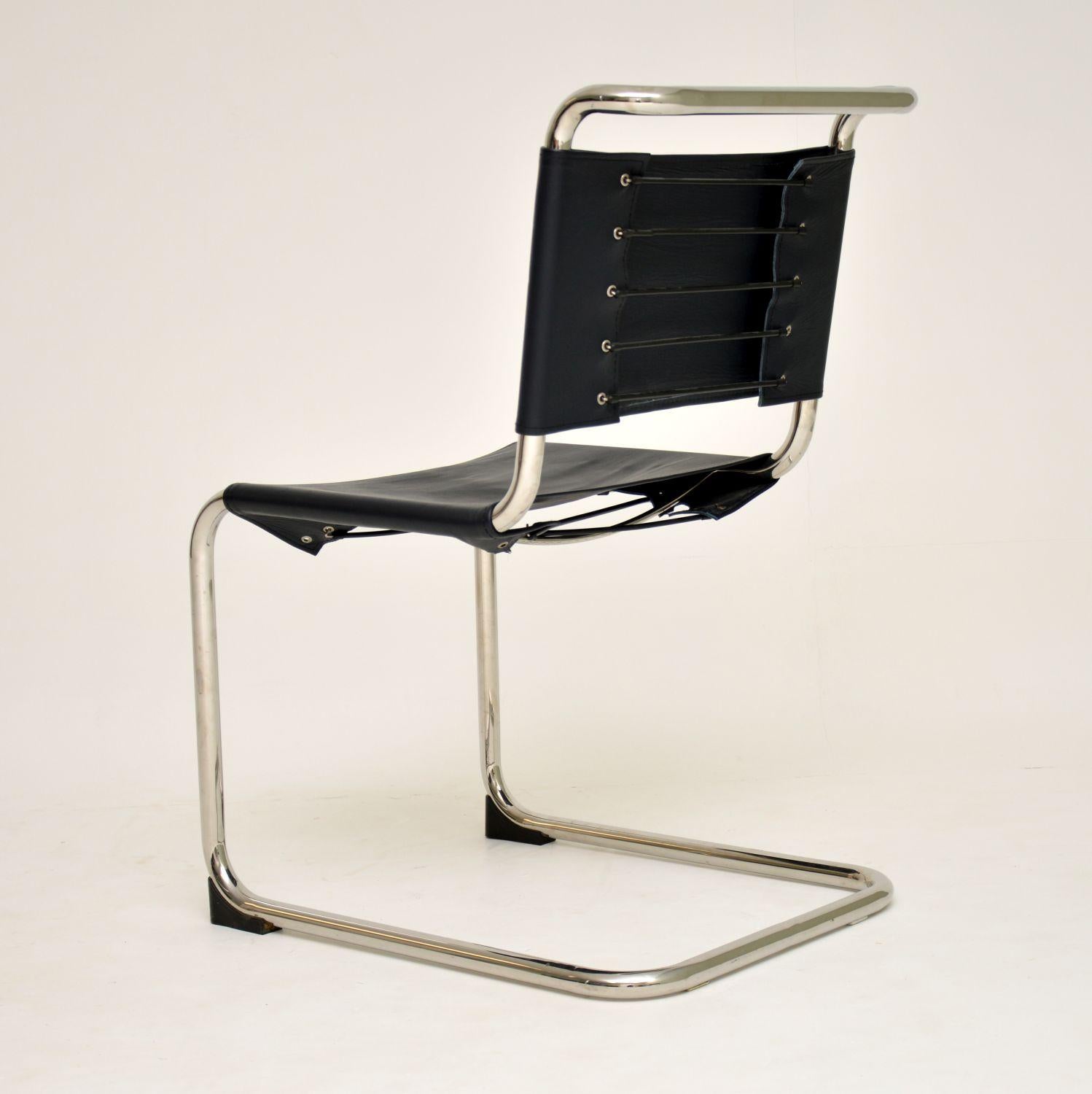 Vintage Steel and Leather Cantilever S33 Chair by Mart Stam In Good Condition In London, GB